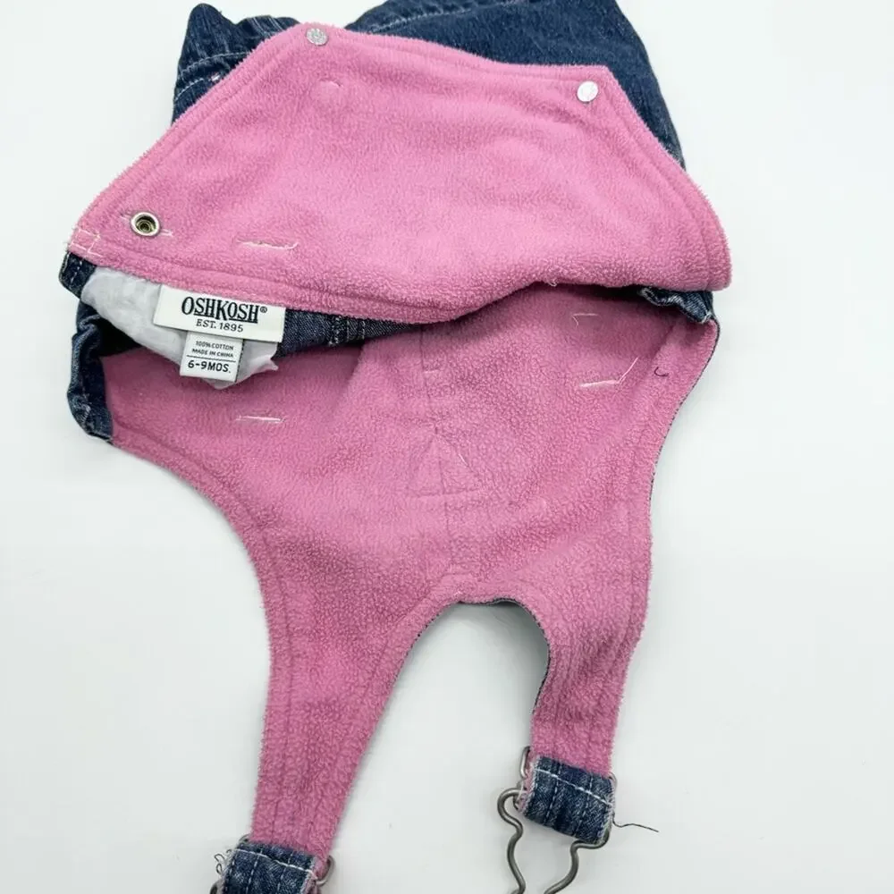 Vintage‎ OshKosh Snowflake and Penquin Embroidered Denim Overall Skirt Size 6-9